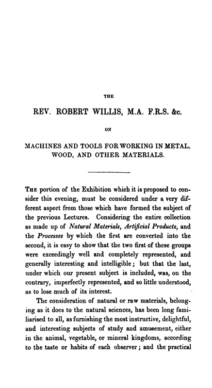 On machines and tools for working in metal, wood and other materials
